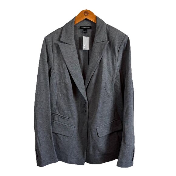 Lane Bryant‎ Blazer 14 Gray Button Long Sleeve Rayon Stretch Career Work NWT - Picture 1 of 8